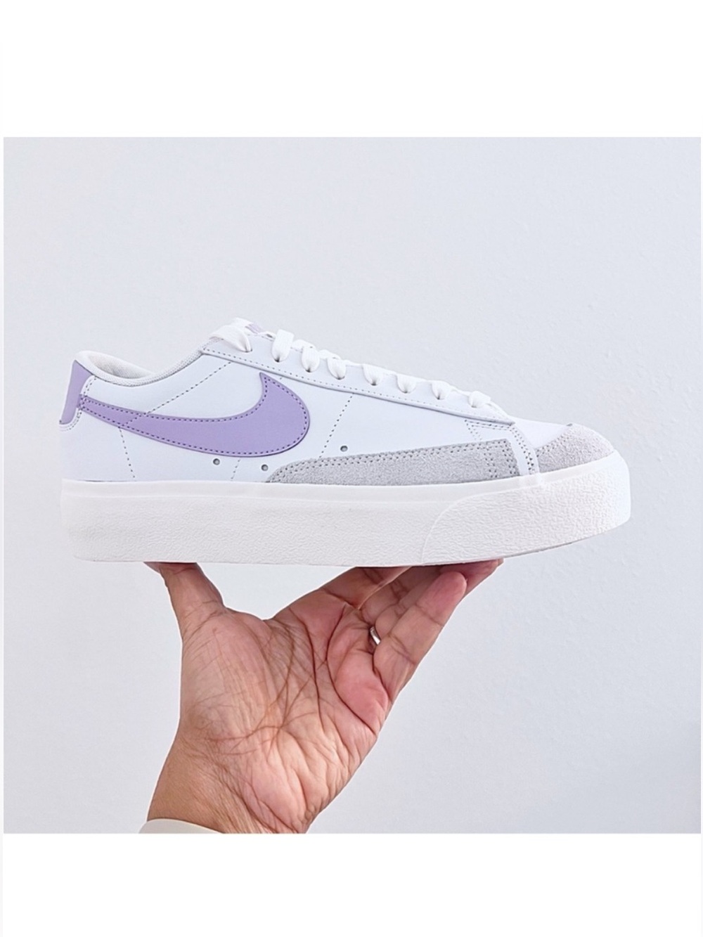 Nike Blazer Low Platform White and purple women’s sneakers
